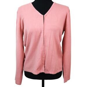 NWT Vintage 90s Nine & Company Pink Cardigan Beaded Collar Hook & Eye Large